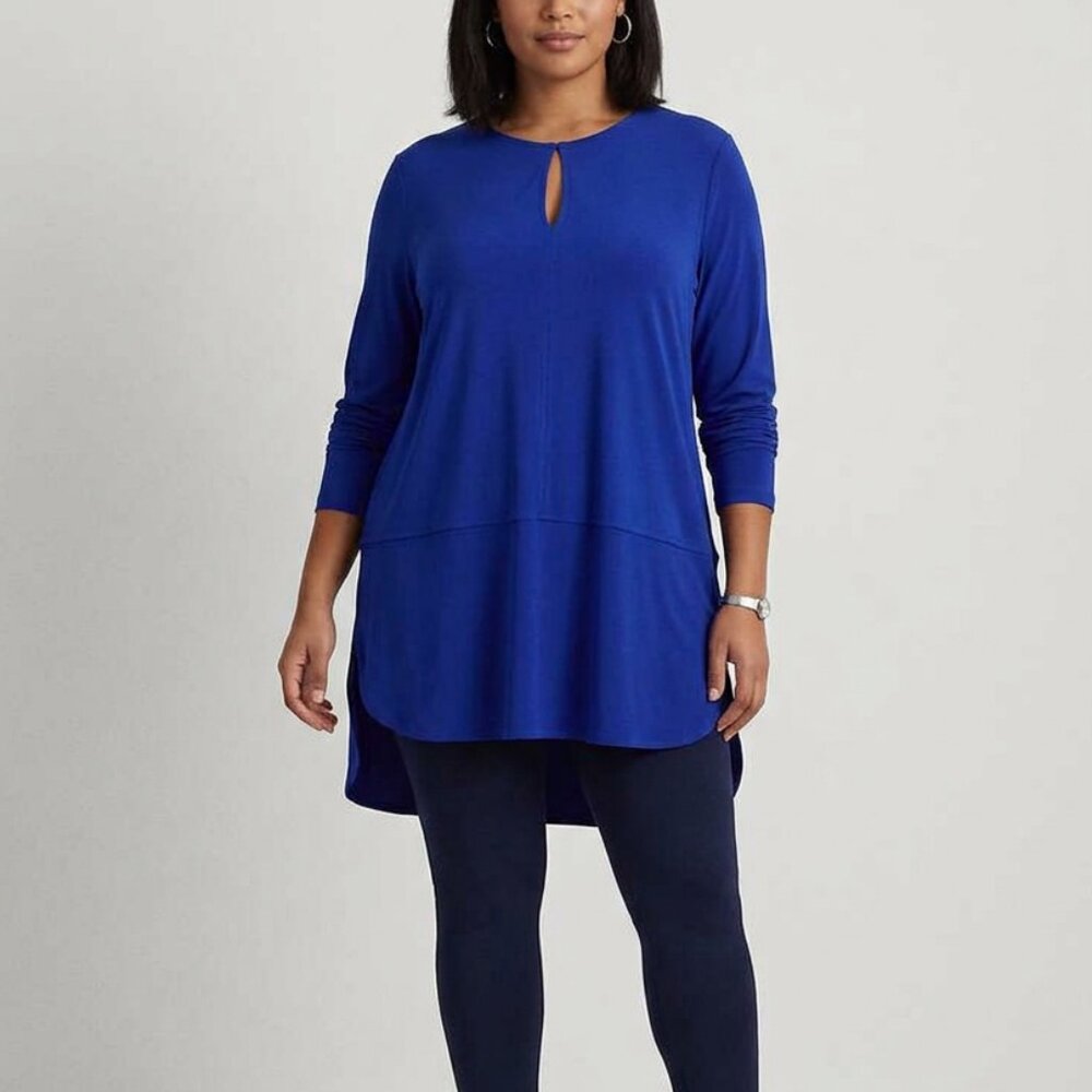 Lauren Ralph Lauren Cobalt Blue Keyhole Tunic Top XL